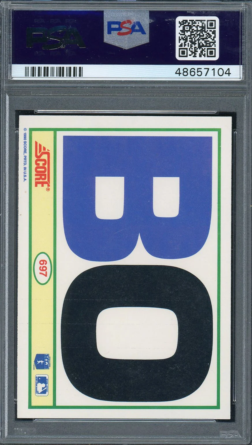Bo Jackson 1990 Score Bat on Shoulders Baseball Card #697 Graded PSA 8 - Image 2