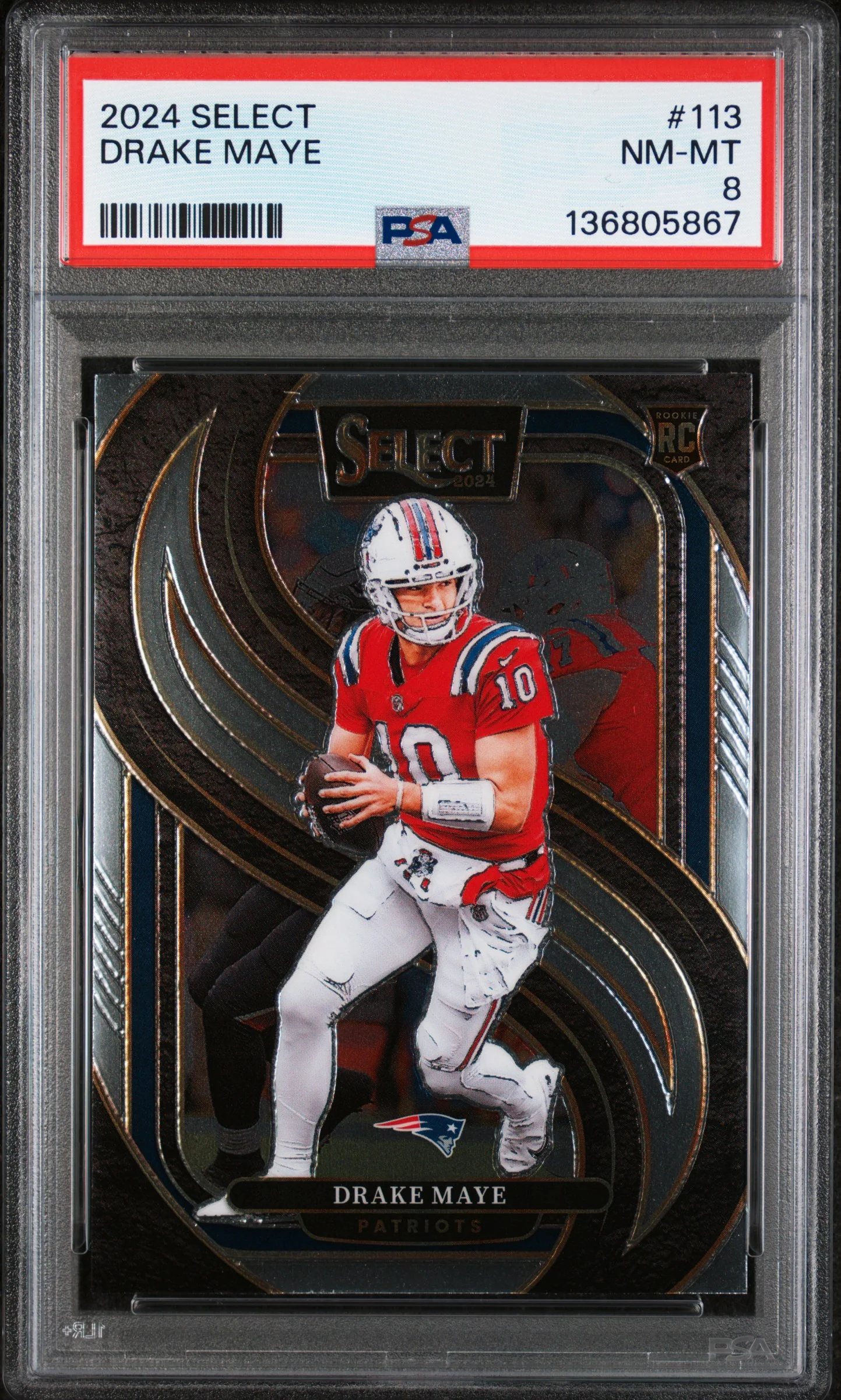 Drake Maye 2024 Select Football Rookie Card #113 Graded PSA 8 Cert #136805867