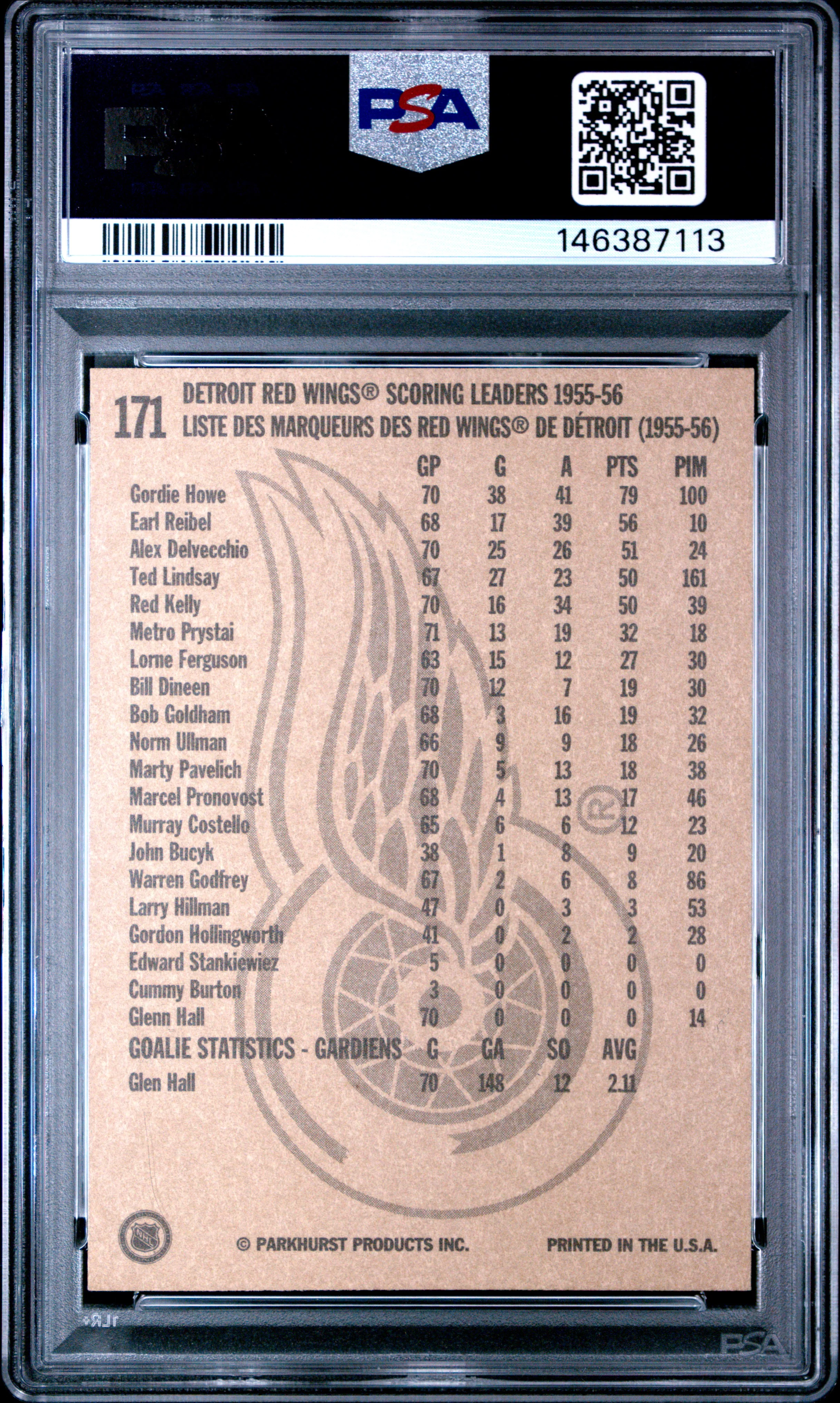 Gordie Howe 1994 Parkhurst Missing Link Hockey Card #171 Graded PSA 10 Cert #146387113 - Image 2