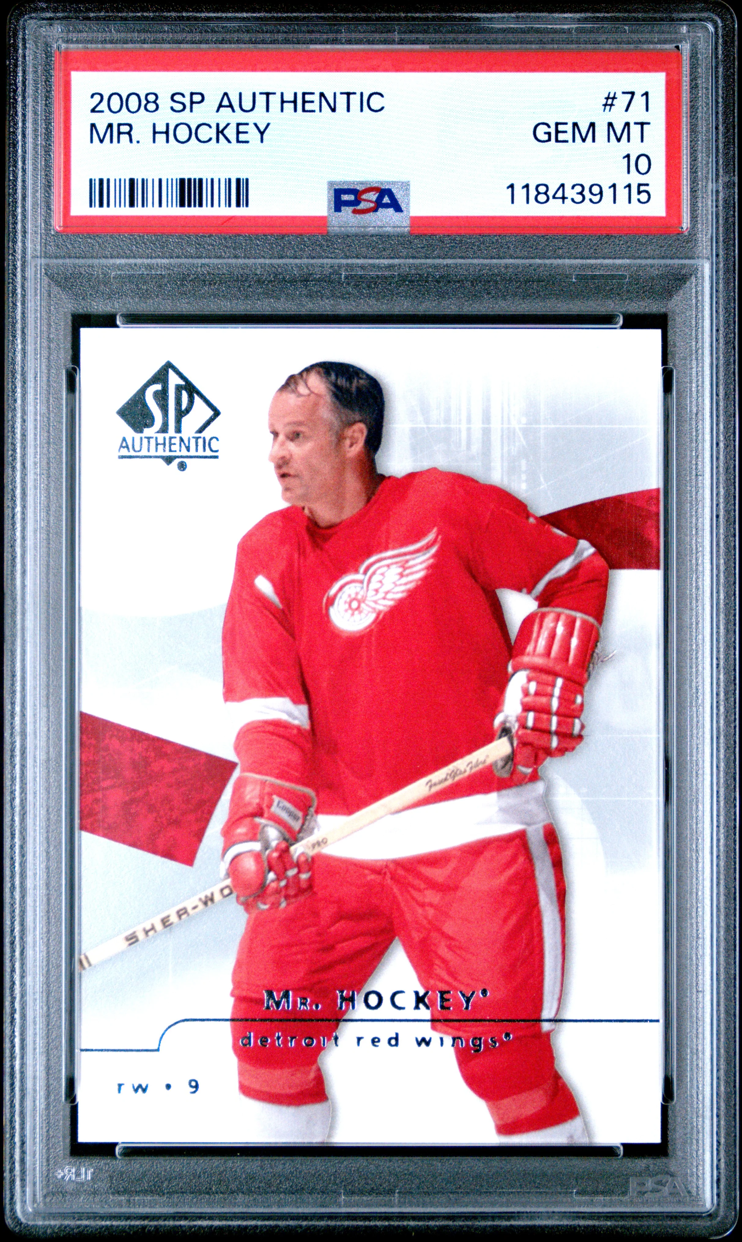 Gordie Howe 2008 SP Authentic Mr Hockey Card #71 Graded PSA 10 Cert #118439115