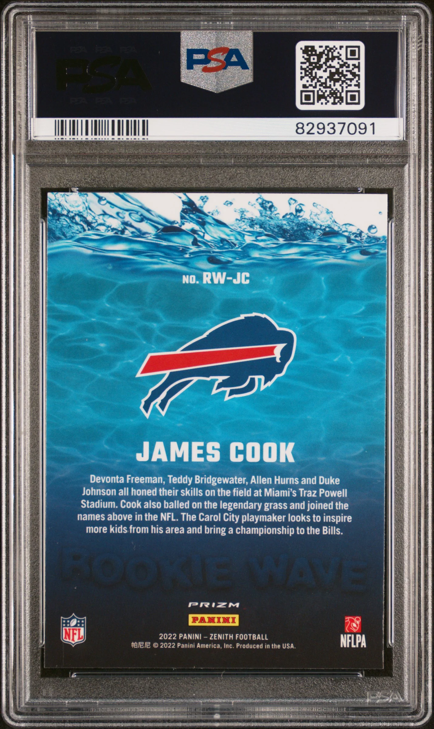 James Cook 2022 Zenith Rookie Wave Blue Football Rookie Card #RWJC Graded PSA 10 Cert #82937091 - Image 2