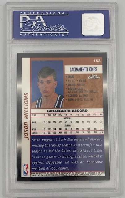 Jason Williams 1998 Topps Chrome RC Rookie Card #153 Graded PSA 9 Cert #06244313 - Image 2