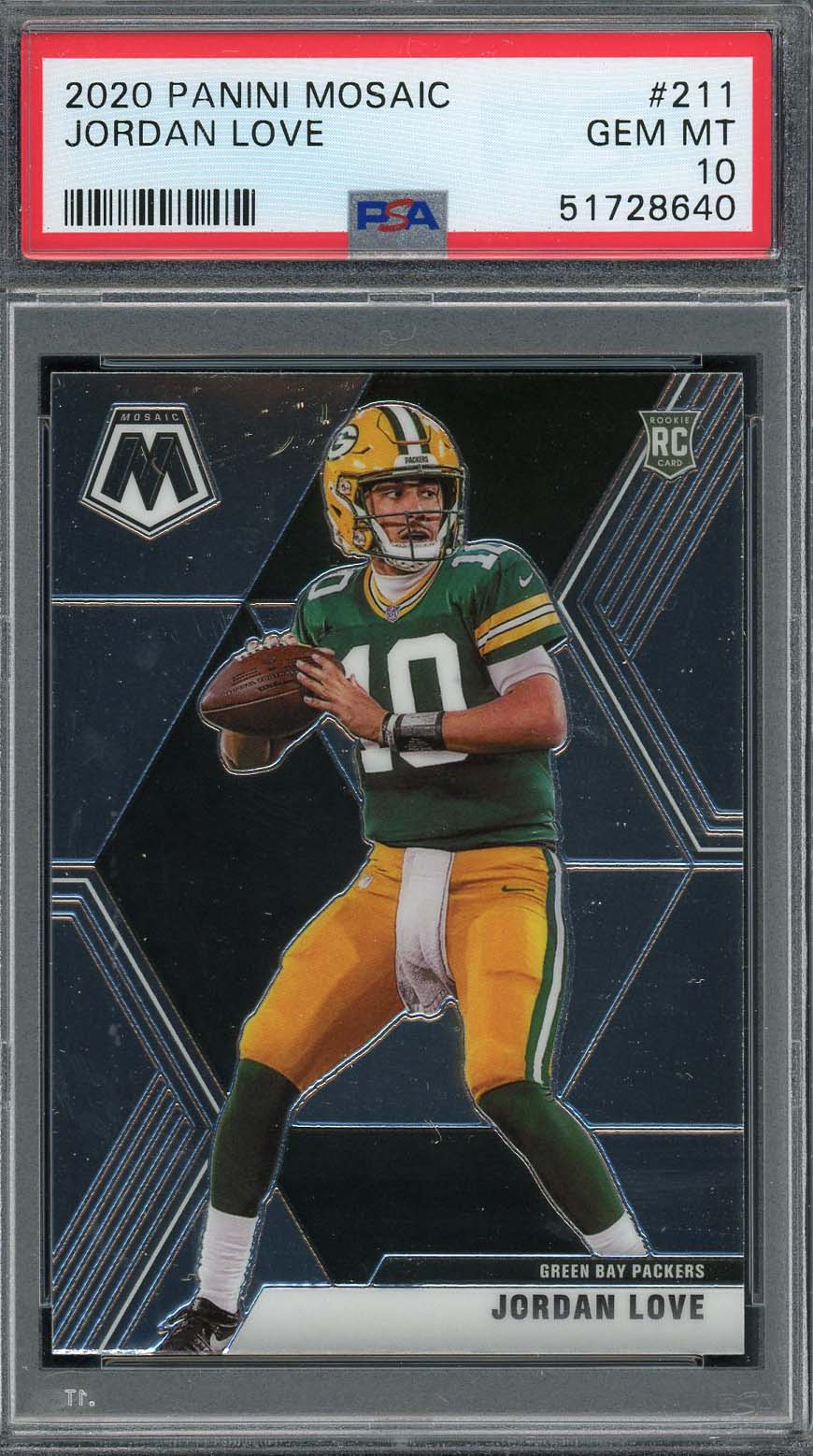 Jordan Love 2020 Panini Mosaic Football Rookie Card RC #211 PSA 10