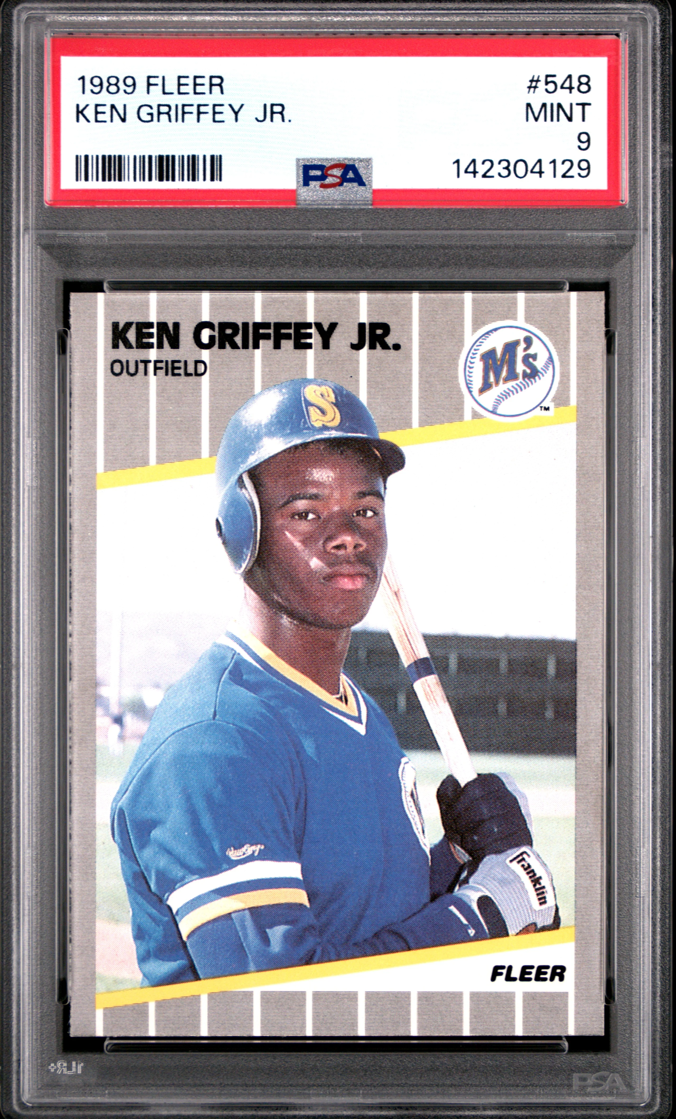 Ken Griffey Jr. 1989 Fleer Seattle Mariners Baseball RC Rookie Card #548 Graded PSA 9 Cert #142304129