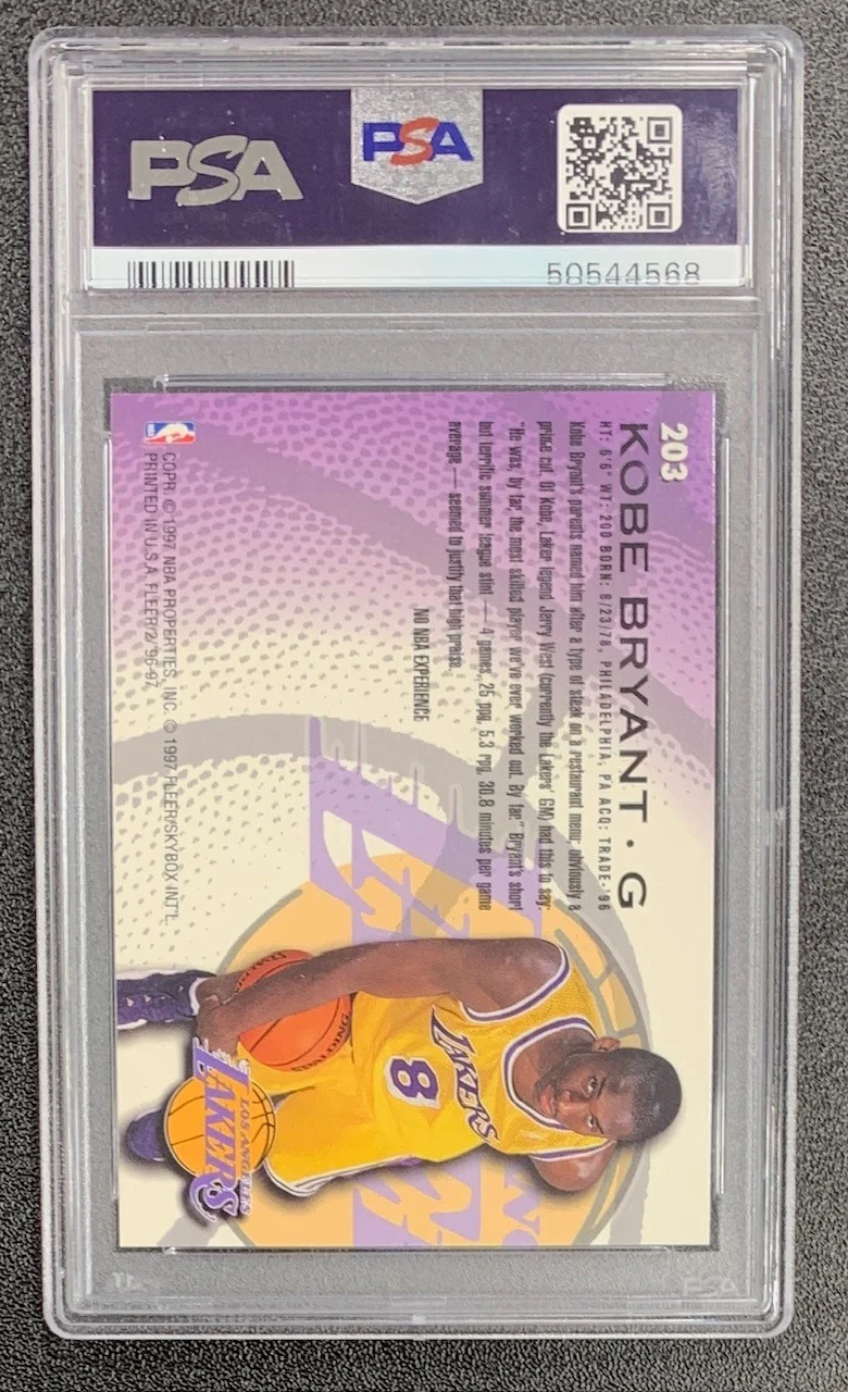 Kobe Bryant 1996 Fleer Basketball Rookie Card #203 Graded PSA 8 - Image 2