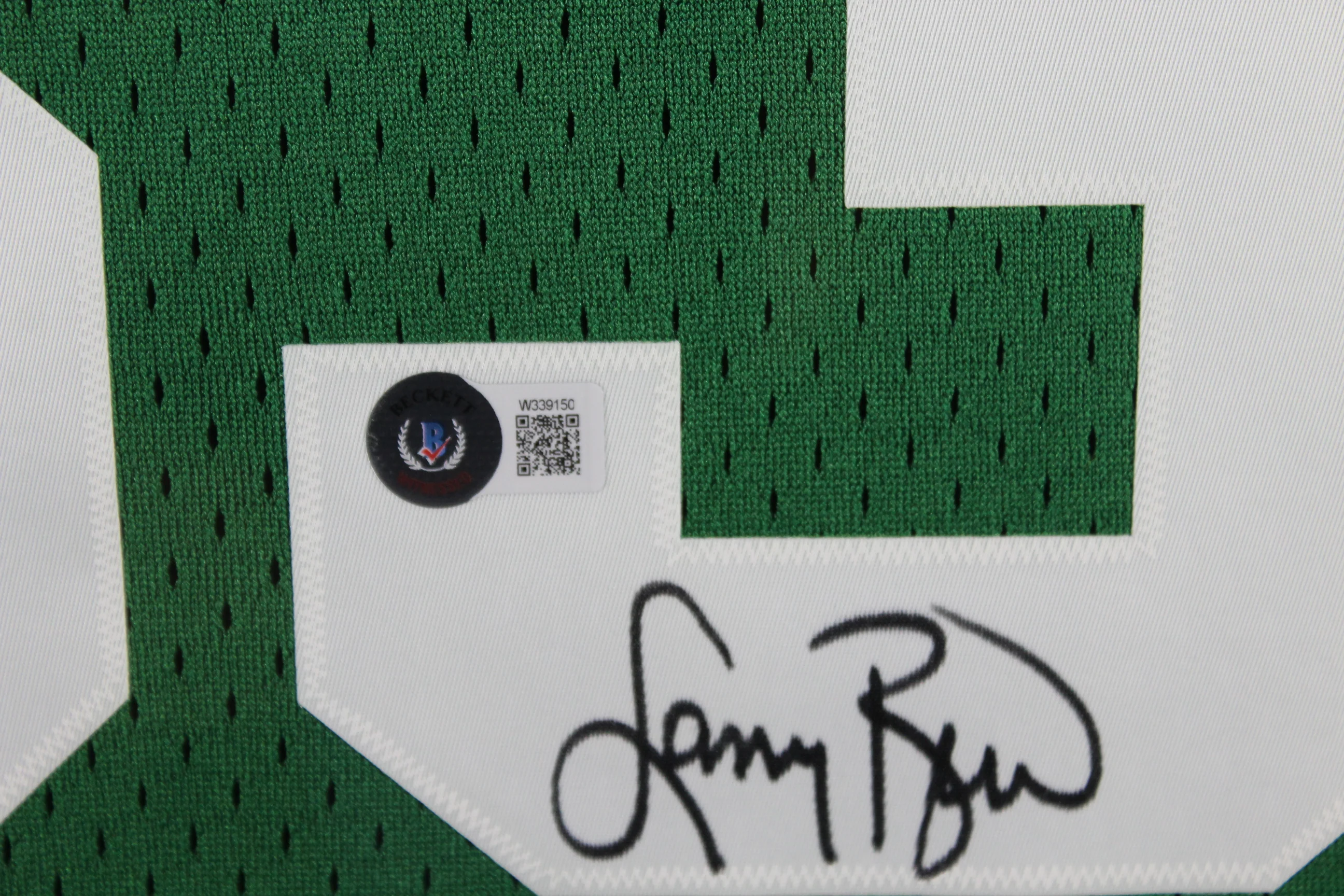 Larry Bird Autographed Boston Celtics Mitchell & Ness Swingman Signed Basketball Framed Jersey Beckett Witness Authenticated COA - Image 3