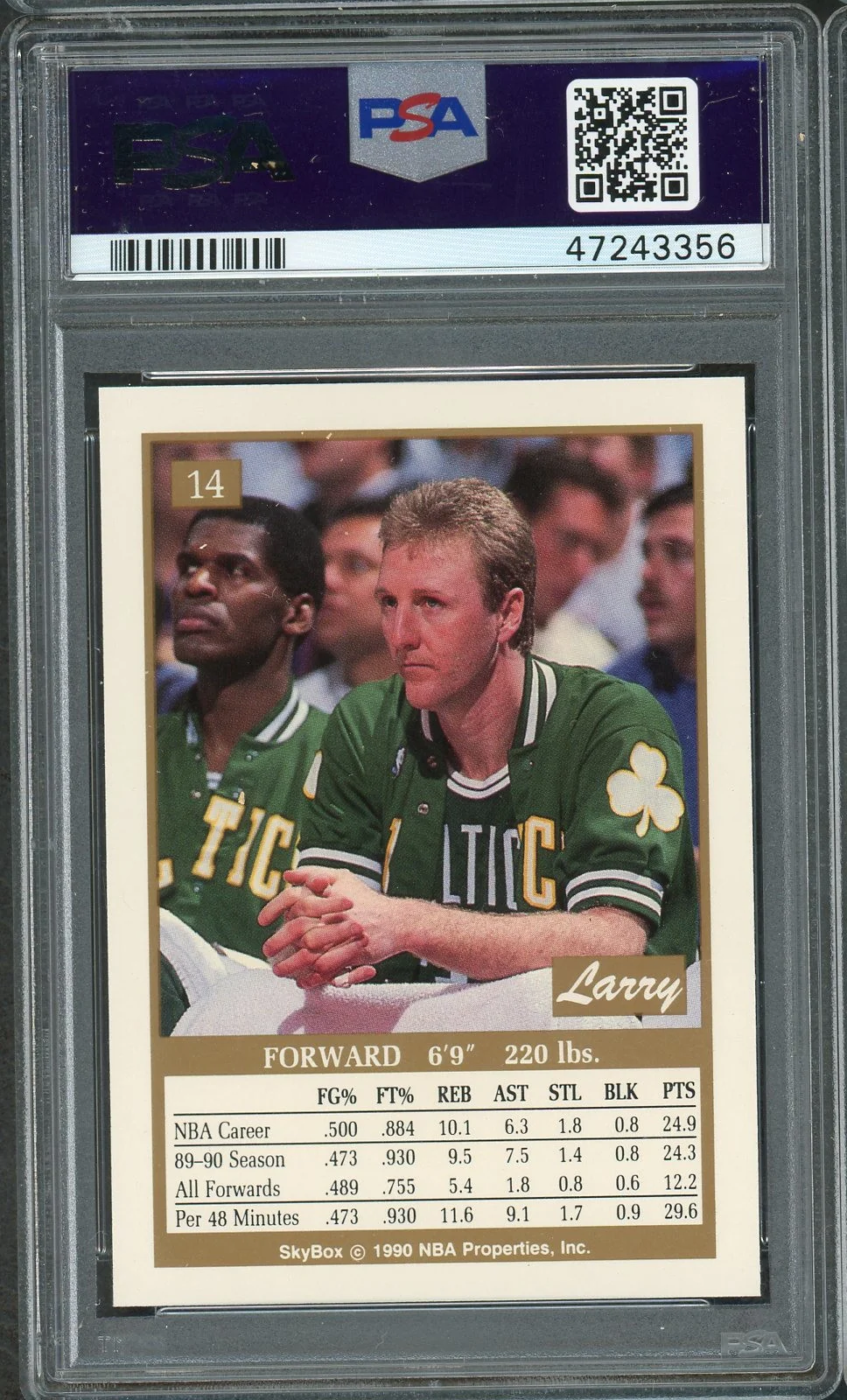 Larry Bird 1990 Skybox Basketball Card #14 Graded PSA 10 GEM MINT - Image 2