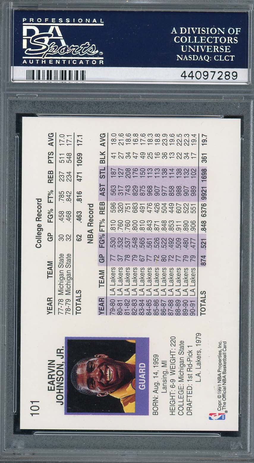 Magic Johnson 1991 Hoops Basketball Card #101 Graded PSA 10 - Image 2