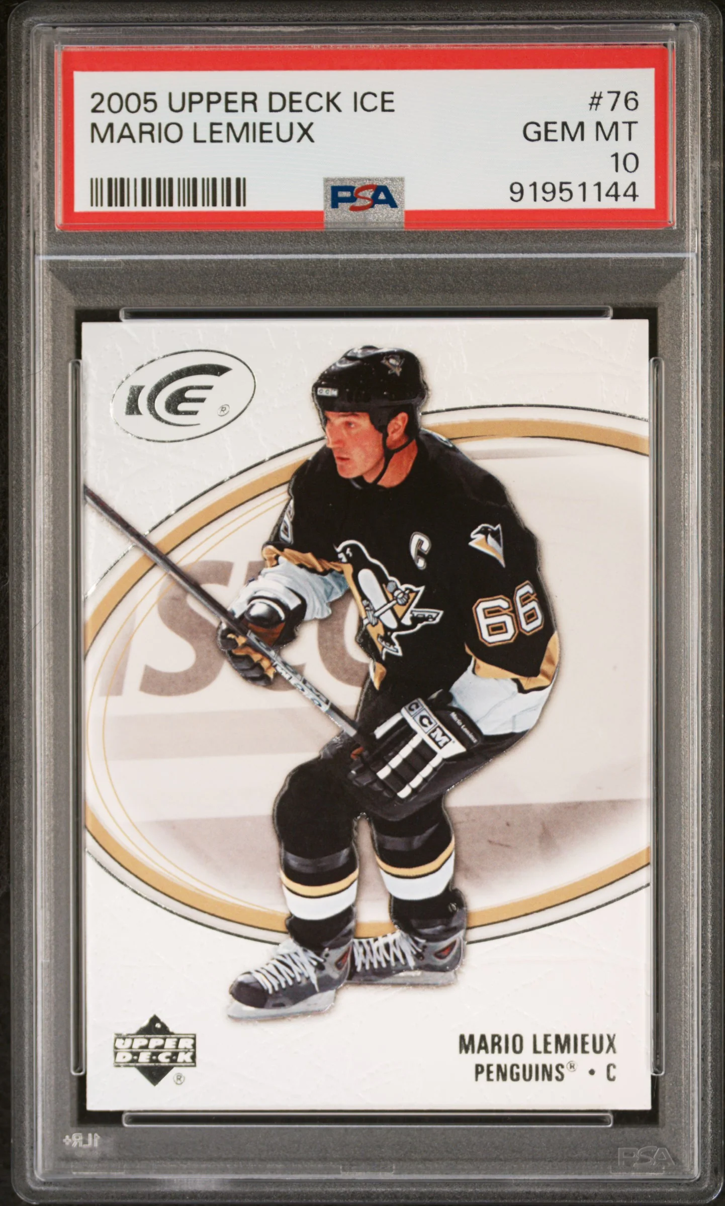 Mario Lemieux 2005 Upper Deck Ice Hockey Card #76 Graded PSA 10 Cert #91951144