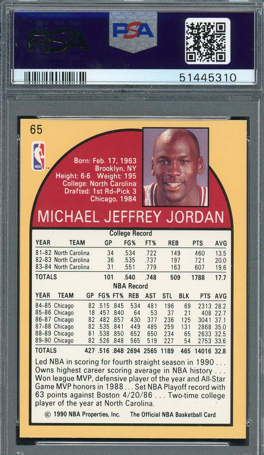 Michael Jordan 1990 Hoops Basketball Card #65 Graded PSA 7 - Image 2