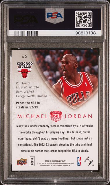 Michael Jordan 2009 Upper Deck Legacy Gold Card #65 PSA 9 - Image 2