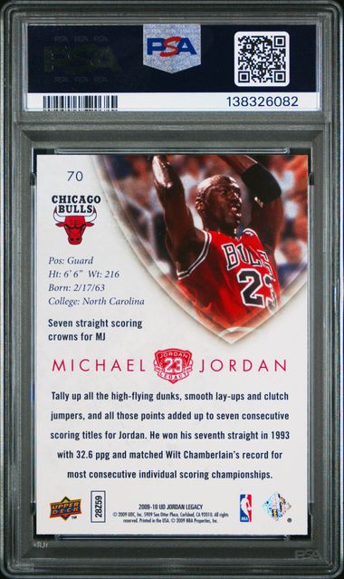 Michael Jordan 2009 Upper Deck Legacy Gold Card #70 PSA 9 - Image 2