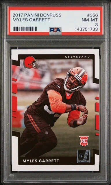 Myles Garrett 2017 Panini Donruss Cleveland Browns Football RC Rookie Card #356 Graded PSA 8 Cert #143751733