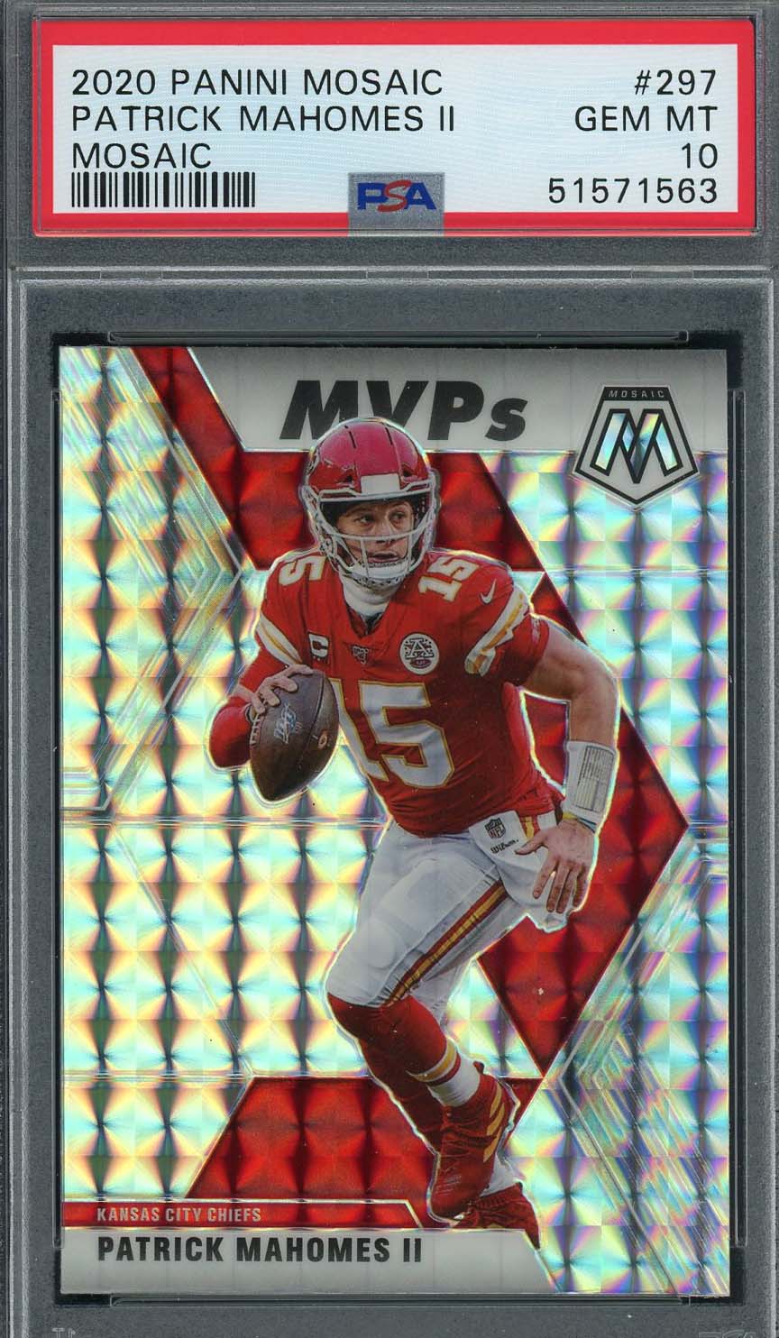 Patrick Mahomes 2020 Panini Mosaic Prizm Football Card #297 Graded PSA 10
