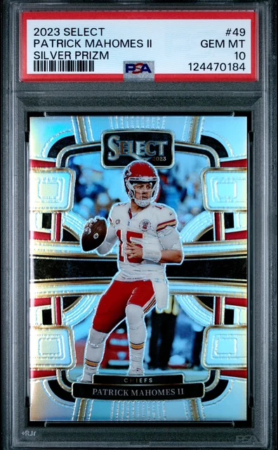 Patrick Mahomes II 2023 Panini Select Silver Prizm Kansas City Chiefs Football Card #49 Graded PSA 10 Cert #124470184
