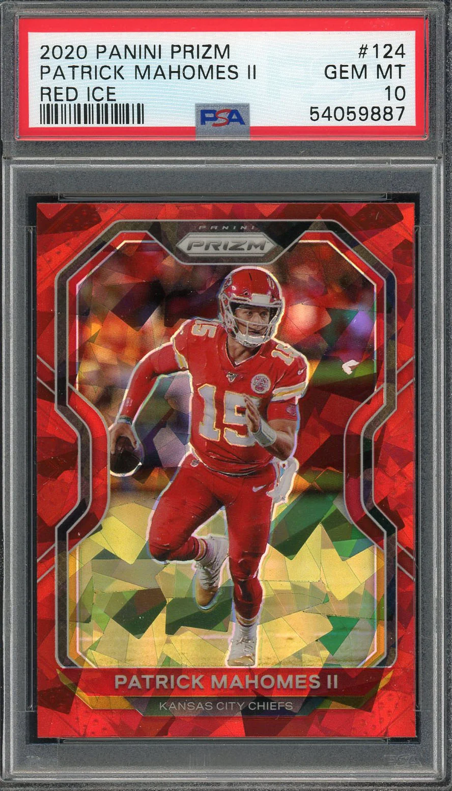Patrick Mahomes 2020 Panini Prizm Red Ice Football Card #124 Graded PSA 10 GEM MINT