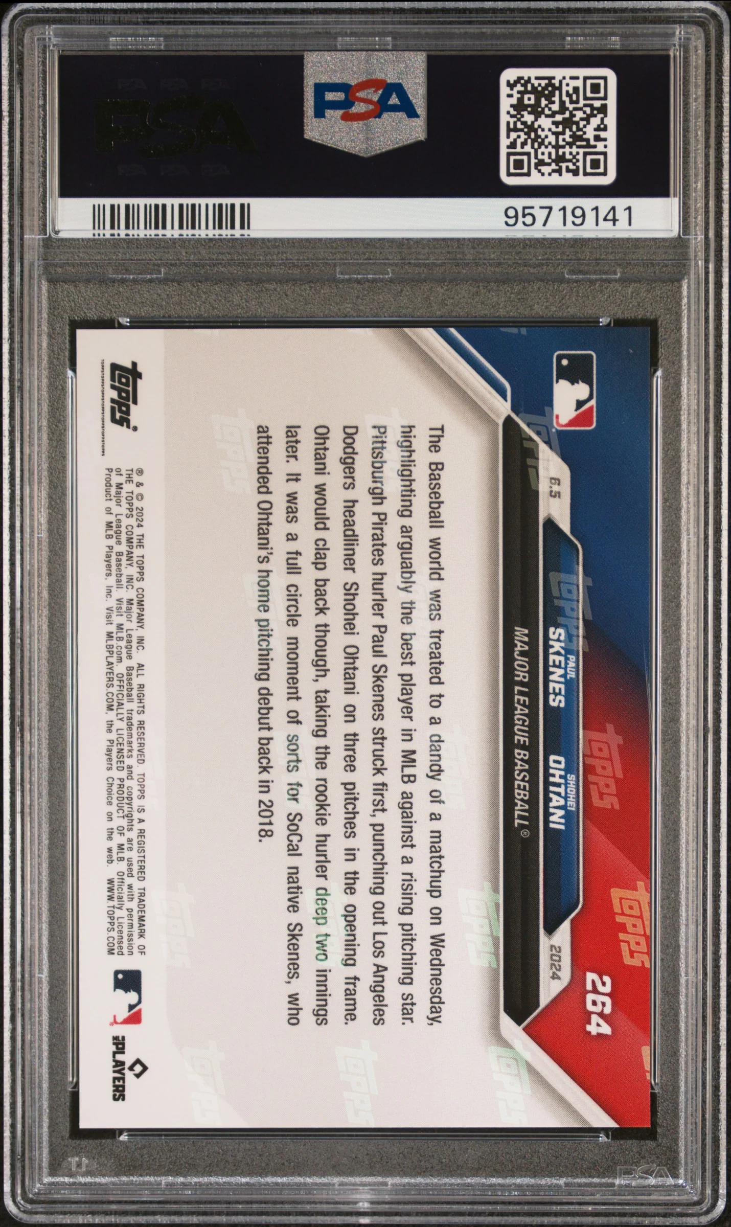 Paul Skenes Shohei Ohtani 2024 Topps Now Baseball Rookie Card #264 Graded PSA 10 - Image 2