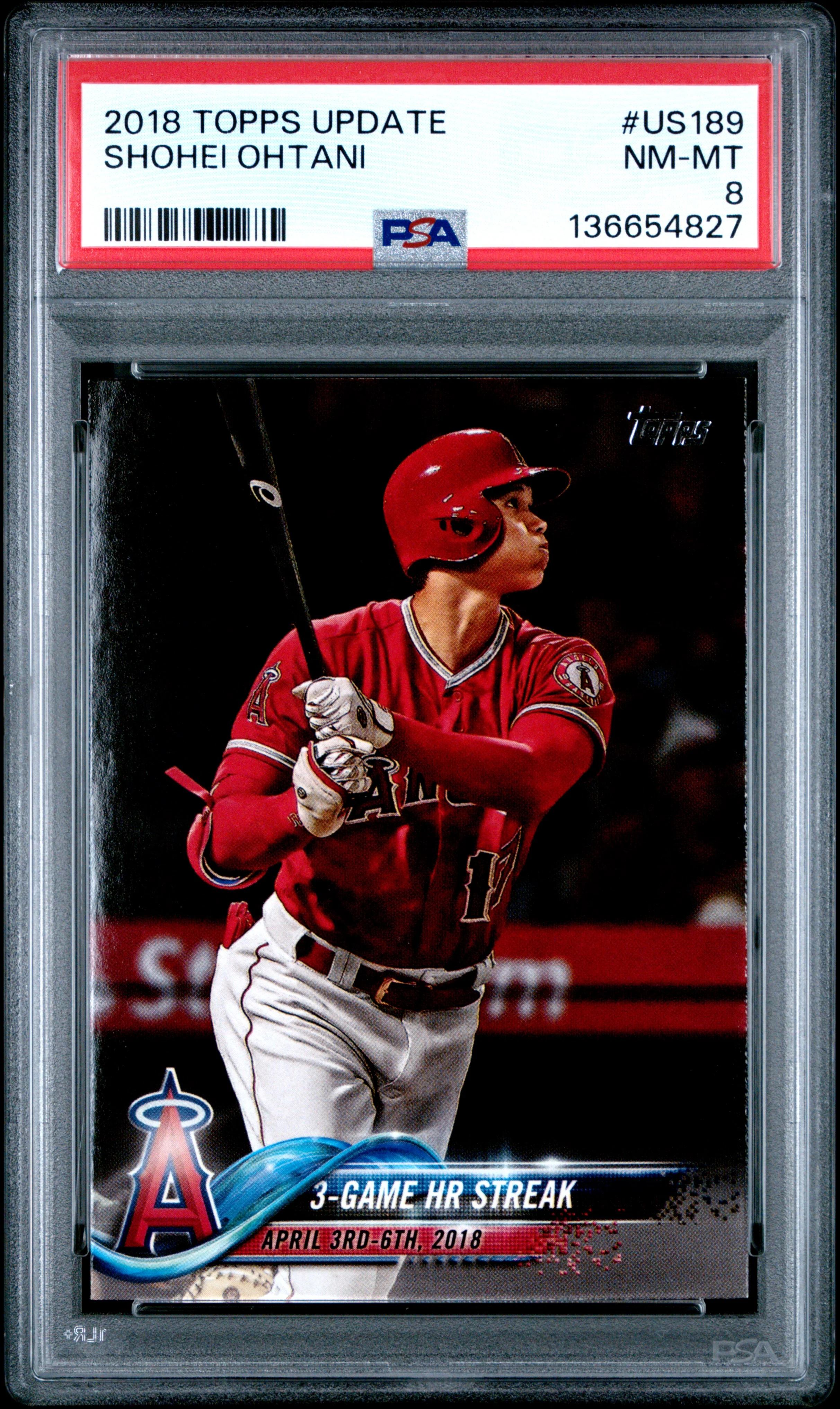 Shohei Ohtani 2018 Topps Update Los Angeles Angels Baseball Rookie Card #US189 Graded PSA 8 Cert #136654827