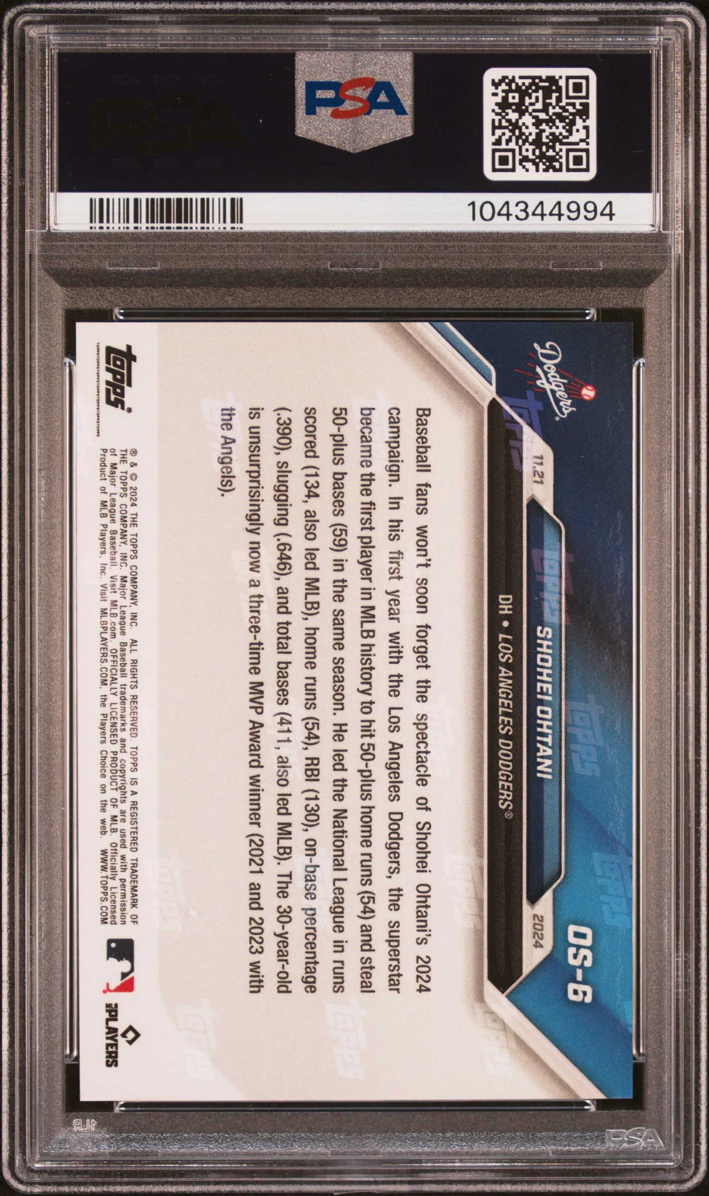 Shohei Ohtani 2024 Topps Now Offseason MVP Baseball Card #OS6 Graded PSA 10 - Image 2