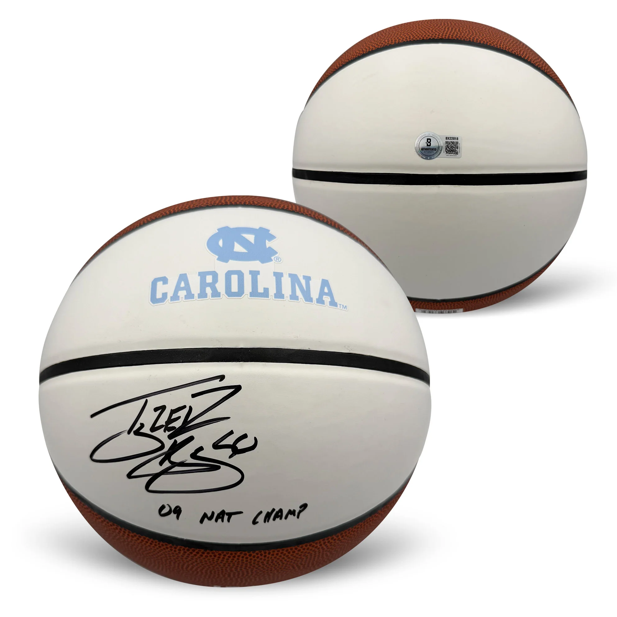 Tyler Hansbrough Autographed University of North Carolina Tar Heels UNC Signed Logo Basketball 09 National Champions Beckett Witness Authenticated