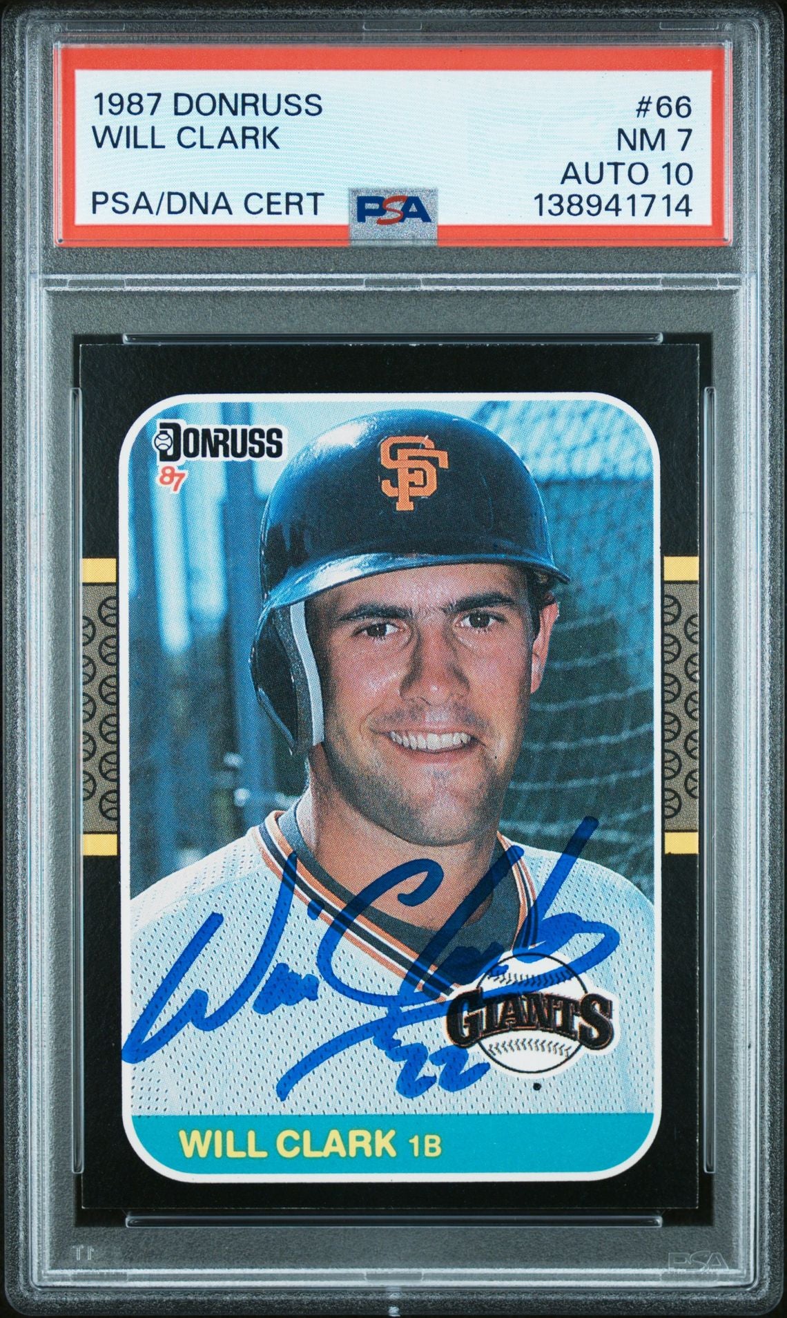 Will Clark 1987 Donruss San Francisco Giants Signed Baseball RC Rookie Card #66 PSA 7 Auto 10 Cert #138941714