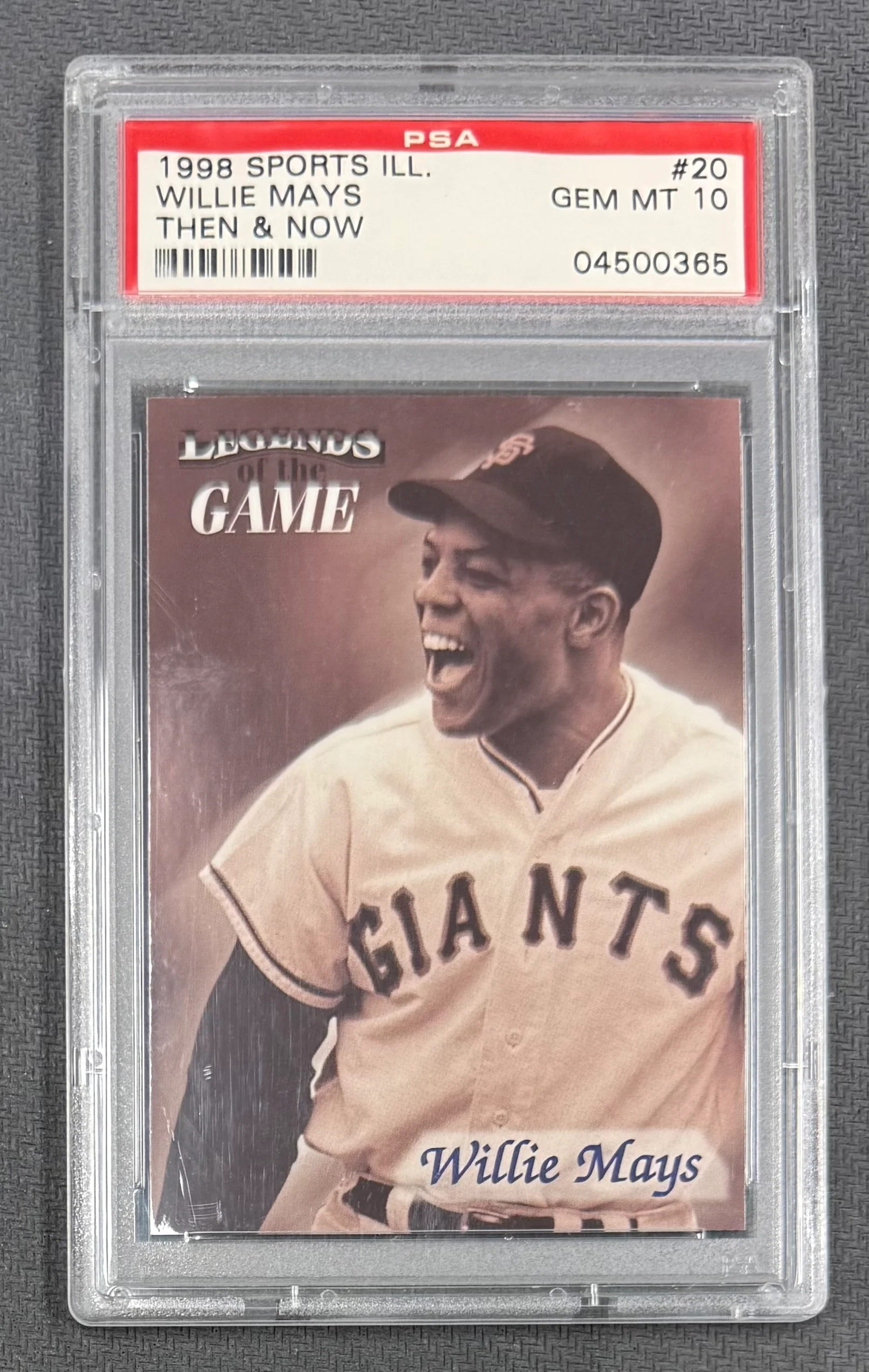 Willie Mays 1998 SI Then & Now Legends of the Game Baseball Card #20 Graded PSA 10 Cert #04500365