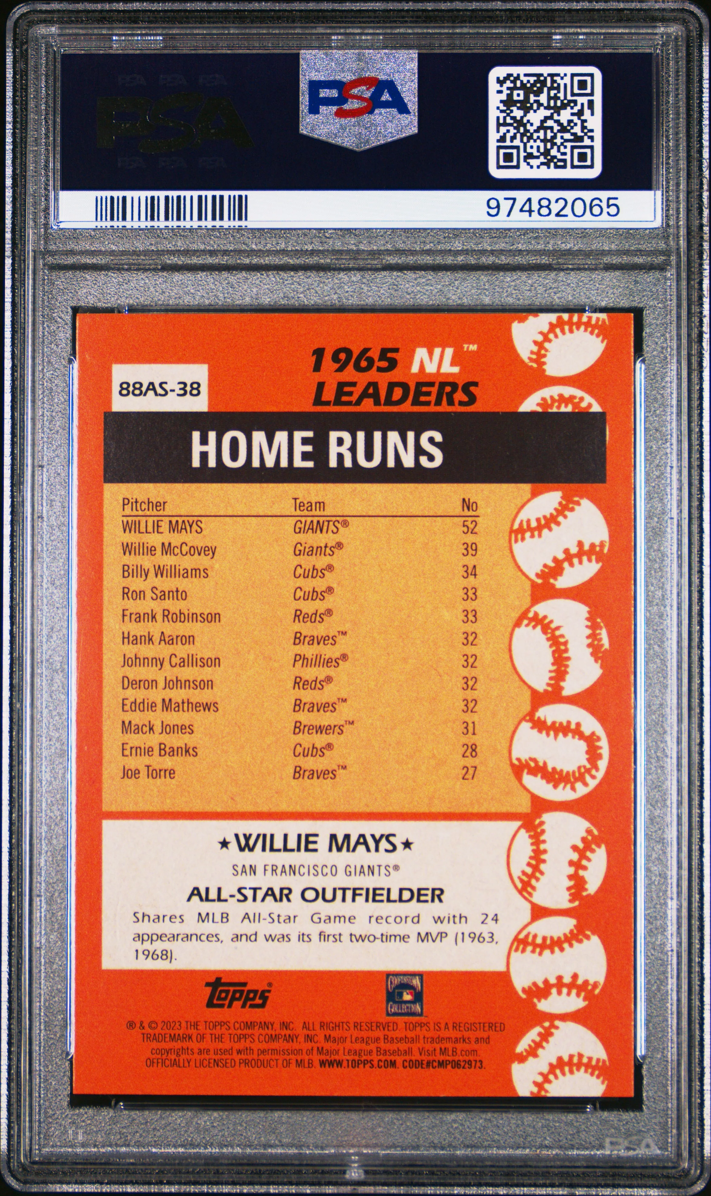 Willie Mays 2023 Topps 1988 Topps All-Star Baseball San Francisco Giants Card #88AS-38 Graded PSA 10 Cert #97482065 - Image 2