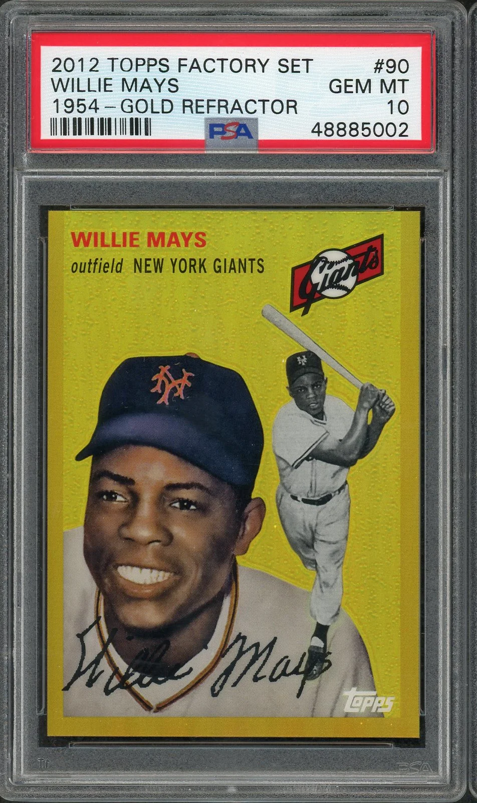 Willie Mays 2012 Topps Factory Set 1954 Gold Refractor Baseball Card #90 Graded PSA 10 GEM MINT